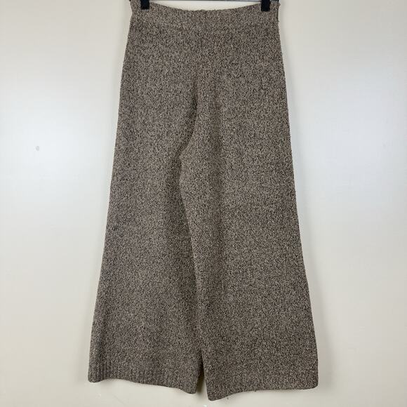 Zara Women’s Pants S Wide-Leg Brown Mixed Thick Knit Elastic Waist - Picture 6 of 14